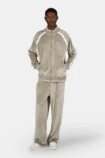 Vesoul Wide Rib Velour Track Pants Flint Grey
