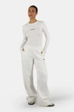 Anni Wide Sweat Pants Washed Warm White Black