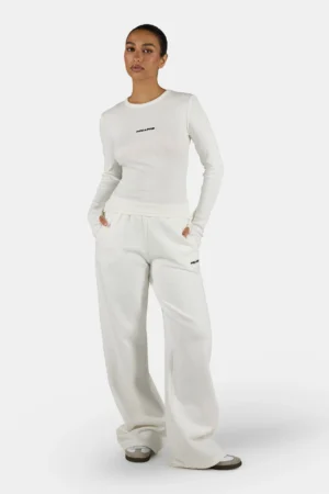Anni Wide Sweat Pants Washed Warm White Black