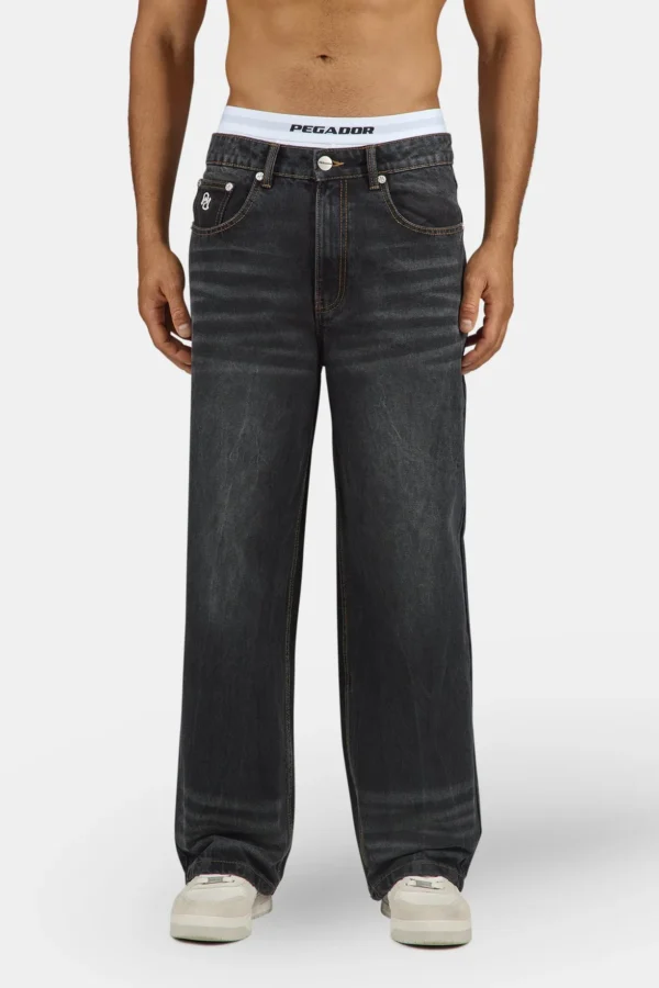 Axas Loose Jeans Sprayed Washed Black