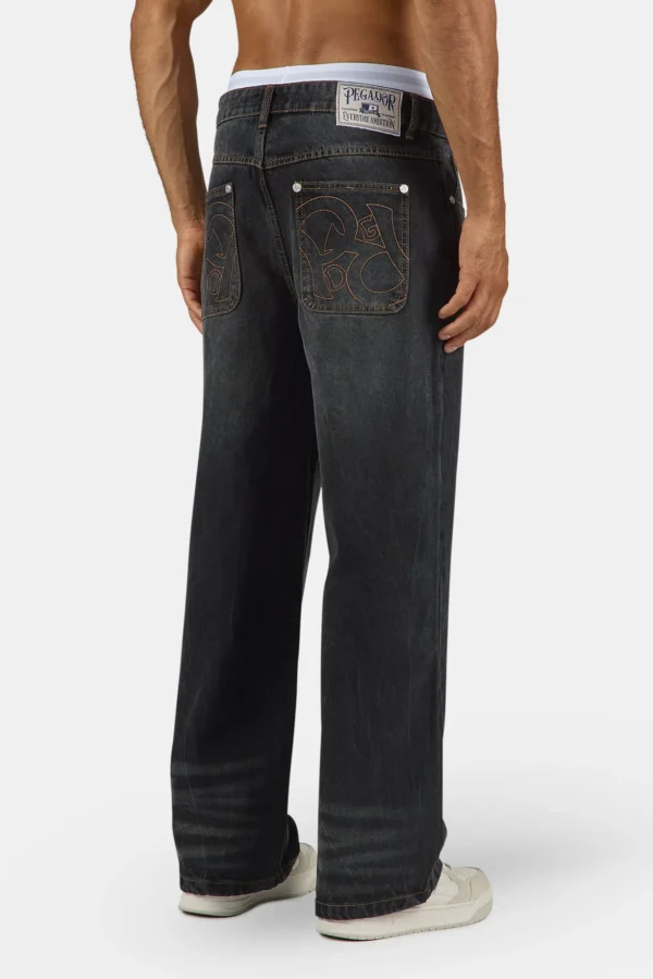 Axas Loose Jeans Sprayed Washed Black