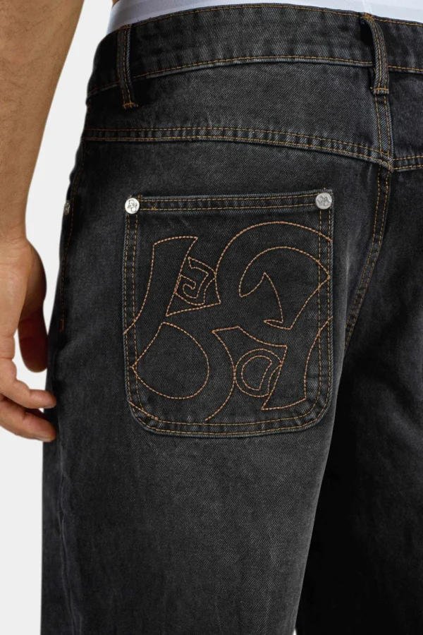 Axas Loose Jeans Sprayed Washed Black