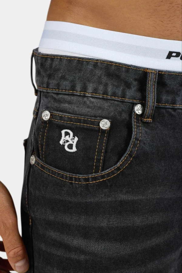 Axas Loose Jeans Sprayed Washed Black
