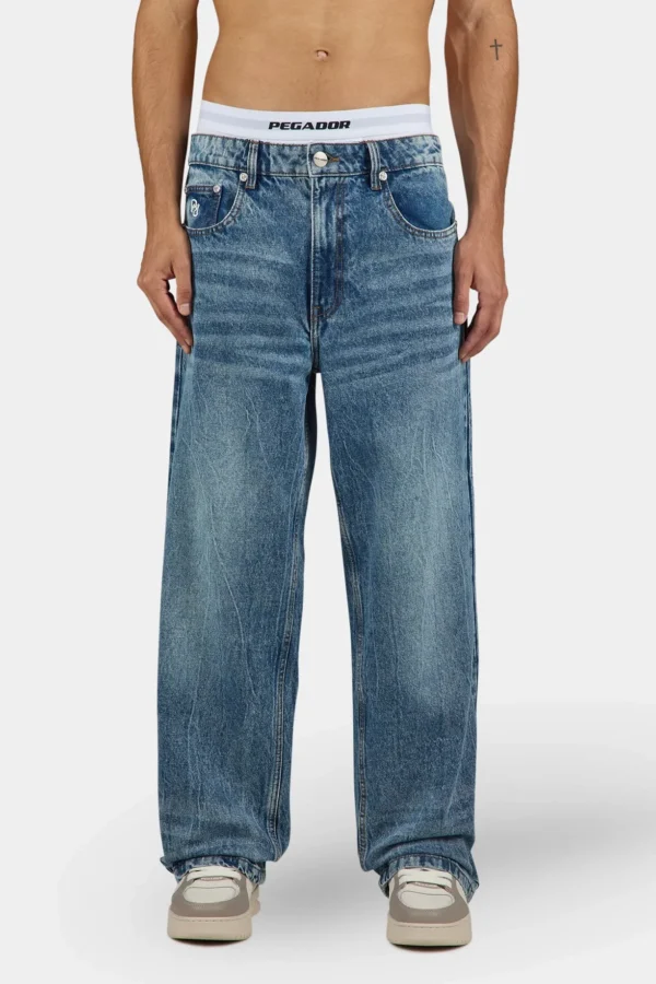 Axas Loose Jeans Sprayed Washed Blue