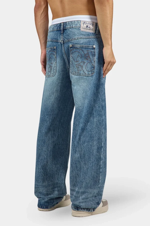 Axas Loose Jeans Sprayed Washed Blue