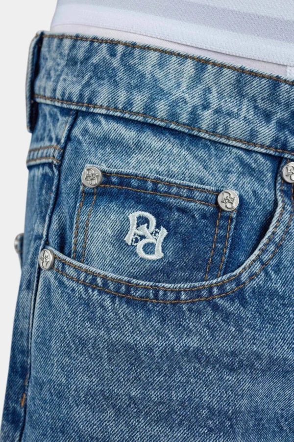 Axas Loose Jeans Sprayed Washed Blue