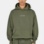 Colne Logo Oversized Hoodie Washed Faded Olive