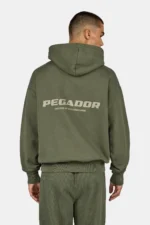 Colne Logo Oversized Hoodie Washed Faded Olive