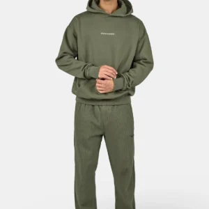 Colne Logo Oversized Hoodie Washed Faded Olive