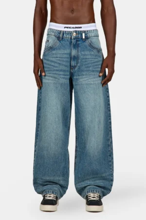 Dahod Flared Denim Sprayed Washed Blue