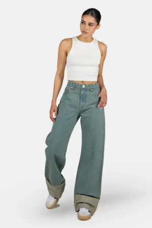 Elina Wide Leg Jeans Washed Vintage Blue