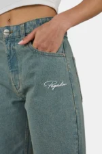 Elina Wide Leg Jeans Washed Vintage Blue