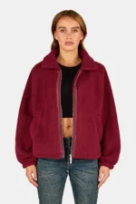 Enna Teddy Jacket Burgundy Red