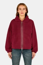 Enna Teddy Jacket Burgundy Red