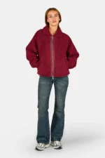 Enna Teddy Jacket Burgundy Red