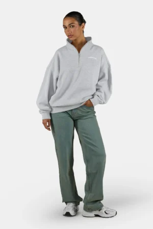 Frieda Oversized Halfzip Sweater Heather Grey