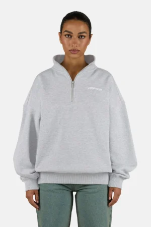 Frieda Oversized Halfzip Sweater Heather Grey