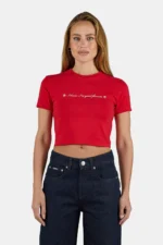 Levadia Cropped Baby Tee Washed Red