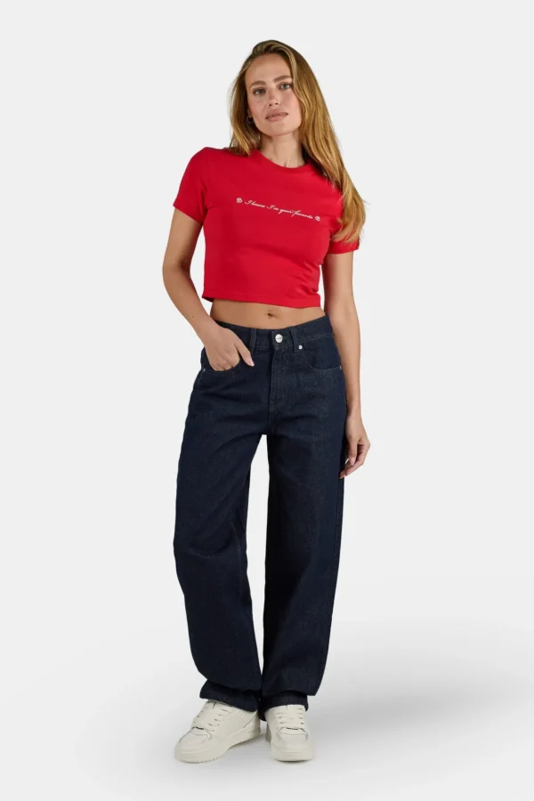 Levadia Cropped Baby Tee Washed Red