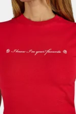 Levadia Cropped Baby Tee Washed Red