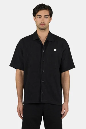 Libco Structured Knit Shirt Washed Black Unbleached