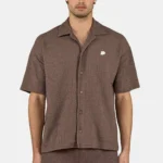 Libco Structured Knit Shirt Washed Cozy Brown Unbleached