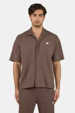 Libco Structured Knit Shirt Washed Cozy Brown Unbleached