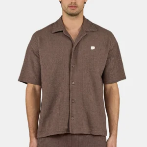 Libco Structured Knit Shirt Washed Cozy Brown Unbleached