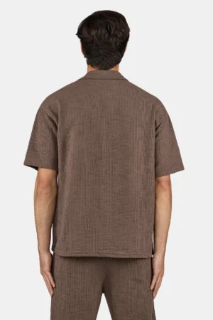 Libco Structured Knit Shirt Washed Cozy Brown Unbleached