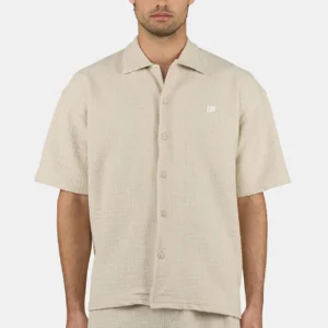 Libco Structured Knit Shirt Washed Light Beige Unbleached