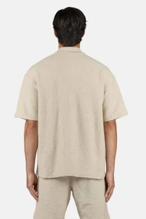 Libco Structured Knit Shirt Washed Light Beige Unbleached