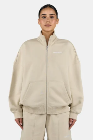 Lilea Sweat Track Jacket Washed Light Beige White