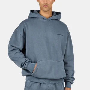 Logo Oversized Hoodie Vintage Shadow Blue