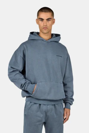 Logo Oversized Hoodie Vintage Shadow Blue