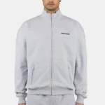 Logo Oversized Sweat Track Jacket Heather Grey Black