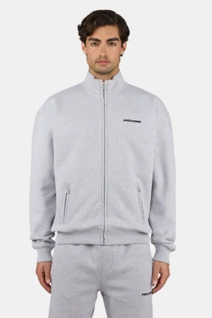 Logo Oversized Sweat Track Jacket Heather Grey Black