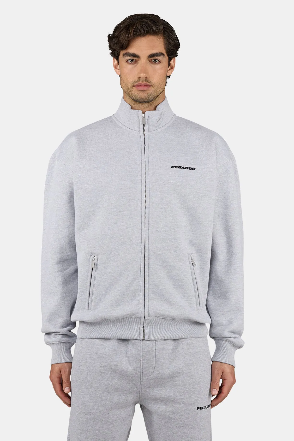 Logo Oversized Sweat Track Jacket Heather Grey Black