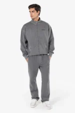 Logo Oversized Sweat Track Jacket Vintage Grey