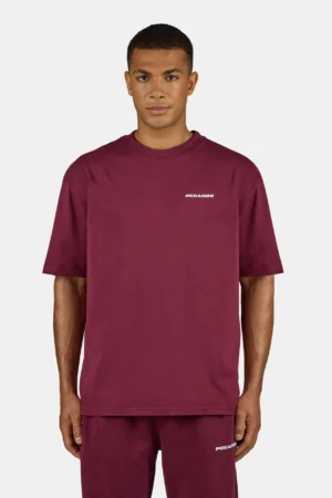 Logo Oversized Tee Washed Maroon Red White