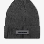 Logo Rubber Beanie Heavy Knit Anthracite Black