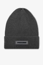 Logo Rubber Beanie Heavy Knit Anthracite Black