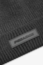 Logo Rubber Beanie Heavy Knit Anthracite Black