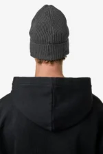 Logo Rubber Beanie Heavy Knit Anthracite Black