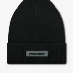 Logo Rubber Beanie Heavy Knit Black Black