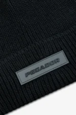 Logo Rubber Beanie Heavy Knit Black Black