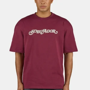 Magten Oversized Tee Washed Maroon Red