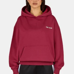 Marsala Oversized Hoodie Washed Burgundy Red