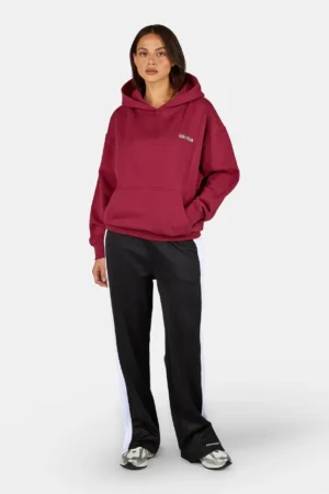 Marsala Oversized Hoodie Washed Burgundy Red