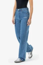 Naddy Wide Leg Jeans Washed Mid Blue