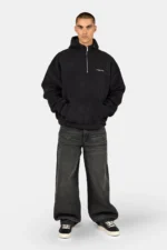 olten-teddy-half-zip-hoodie-black